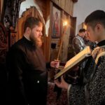 2 мая, Преосвященнейший епископ Игнатий совершил Утреню с чтением 12-ти Страстных Евангелий в Крестовоздвиженском кафедральном соборе г. Лесосибирска.